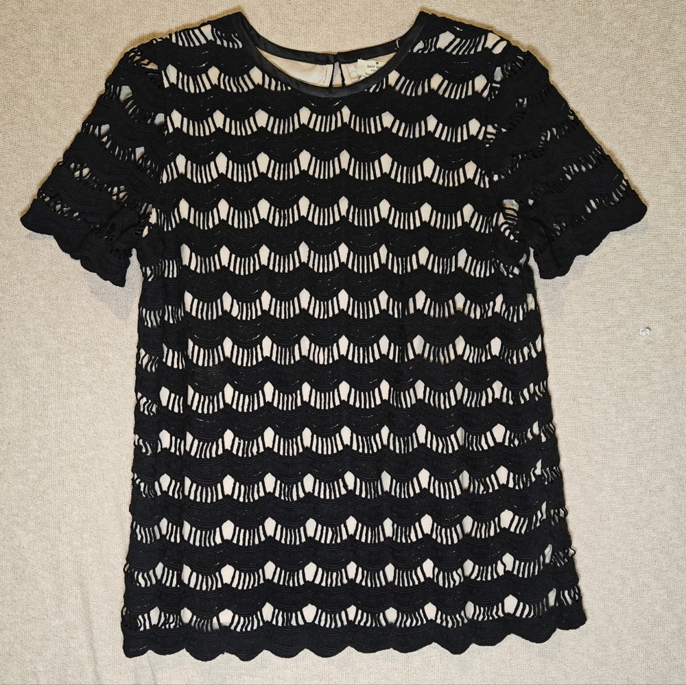 Kate Spade black scallop lace top Size 8